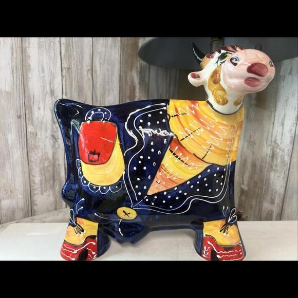 Vintage Anatoly Turov‎ Large Limited Edition Hand-Painted Ceramic Cow Signed